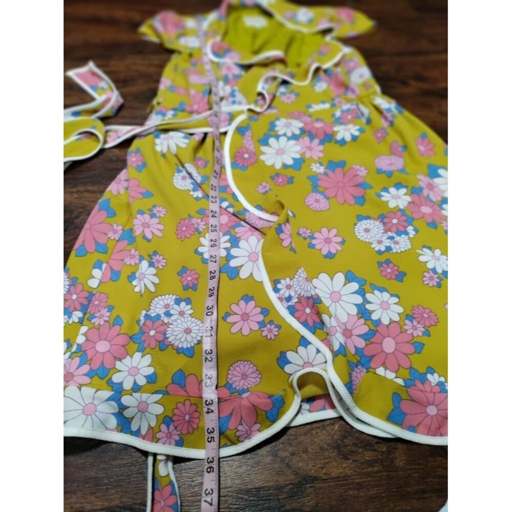 Modcloth Festival Flowers Daytime Dapper Dandelion Floral Print 60s Wrap Dress M - Picture 10 of 10
